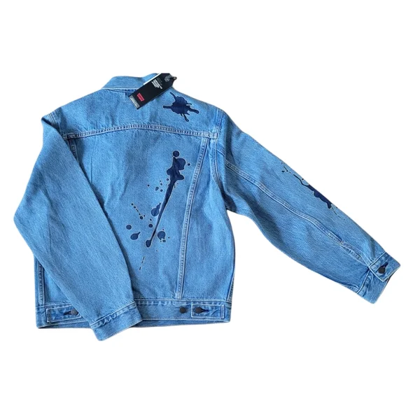 LEVI'S Premium Vintage Ink Blot Men's Trucker Jean Jacket RARE NWT - Picture 2 of 3